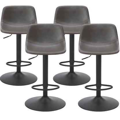 Adjustable Bar Stools Set of 2, Mid Century Modern Swivel Bar Stools, Industrial Bar Height Stools With Back Support Counter Height Bar Chairs Pu Leather Bar Stool for Kitchen Island Rustic Barstools image 7
