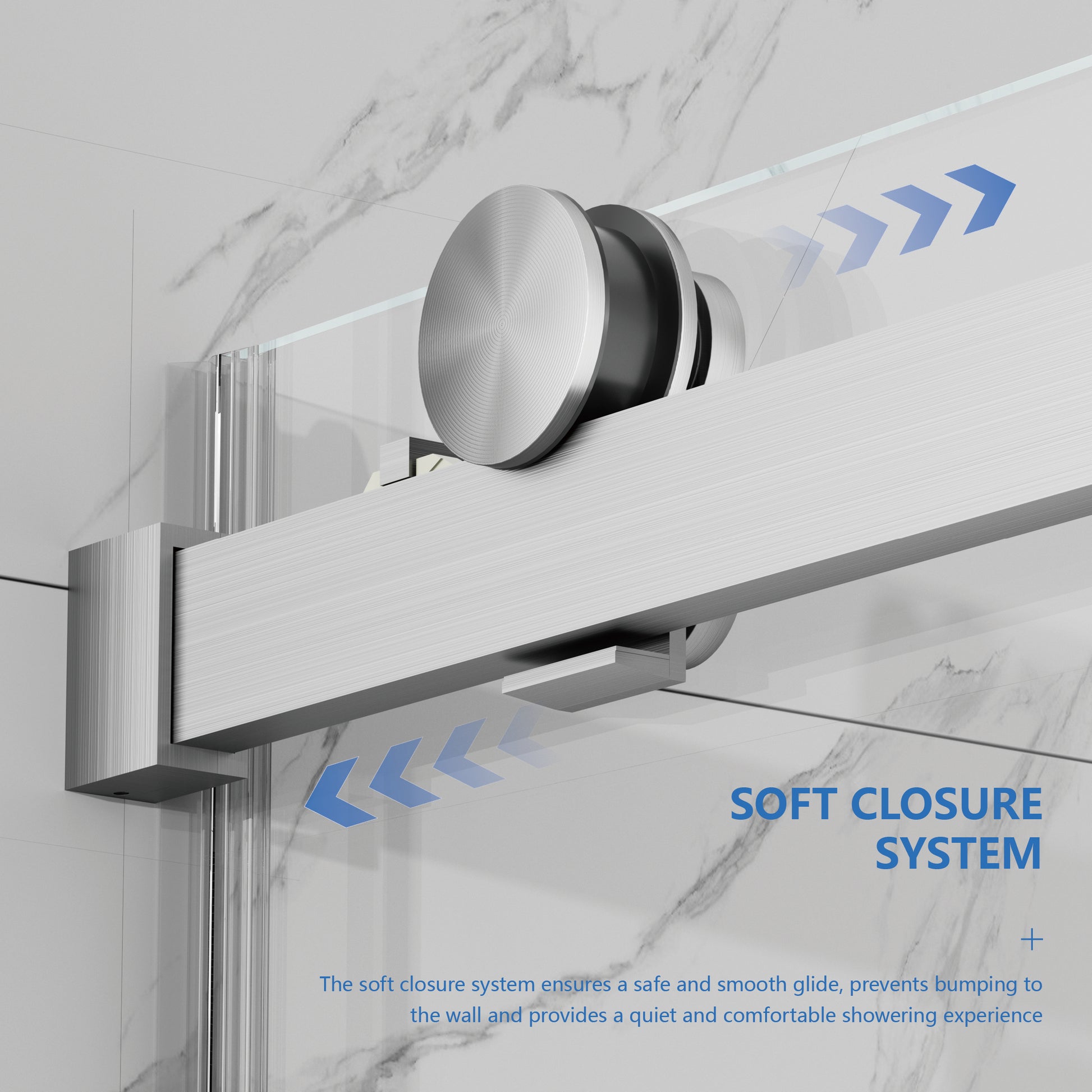 56-60" W × 72" H Frameless Sliding Shower Door,Waterproof Glass Shower Door with Upper Soft Closing System, 5/16" (8mm) Tempered Glass,Double Side Easy Clean Coat,Brushed Nickel image 6