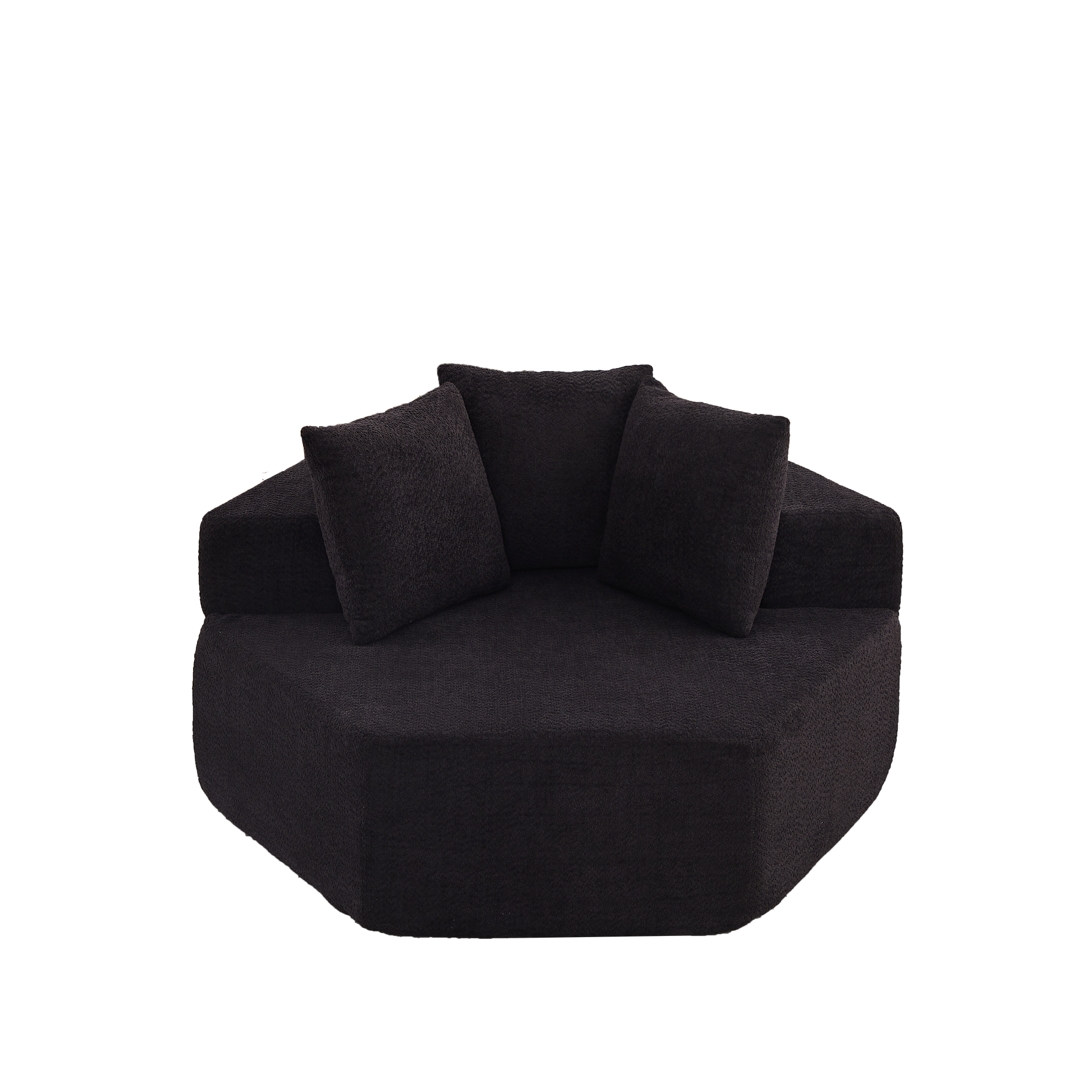 54-inch Modern-style hexagonal single lounge chair, featuring versatile arrangements and a modular design; this chenille-upholstered sofa is ideal for lounges, game rooms, living rooms, and bedrooms. image 8
