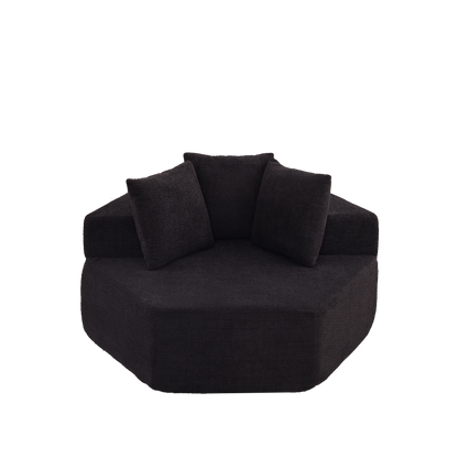 54-inch Modern-style hexagonal single lounge chair, featuring versatile arrangements and a modular design; this chenille-upholstered sofa is ideal for lounges, game rooms, living rooms, and bedrooms. image 8