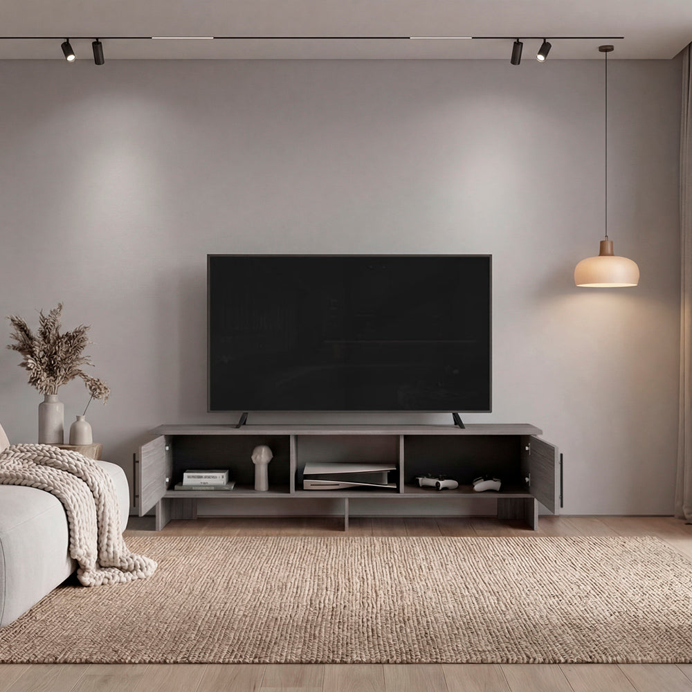 Noe Thornevia 65" Entertainment Stand – Modern TV Console with Open Storage Shelves image 2