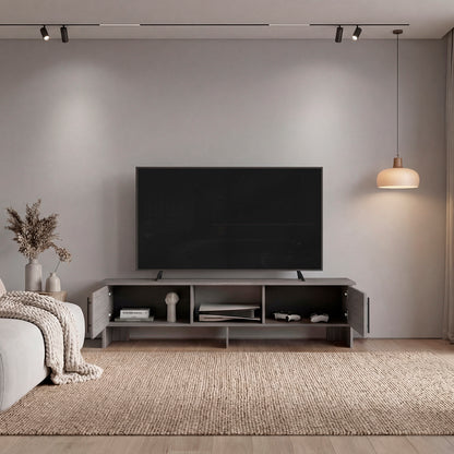 Noe Thornevia 65" Entertainment Stand – Modern TV Console with Open Storage Shelves image 2