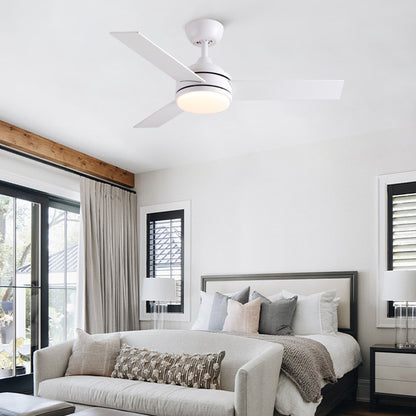 42 in. Indoor White Ceiling Fan with Intergrated LED Light Kit with Remote Control, 3 Plywood Blades and Work with Smart APP image 3