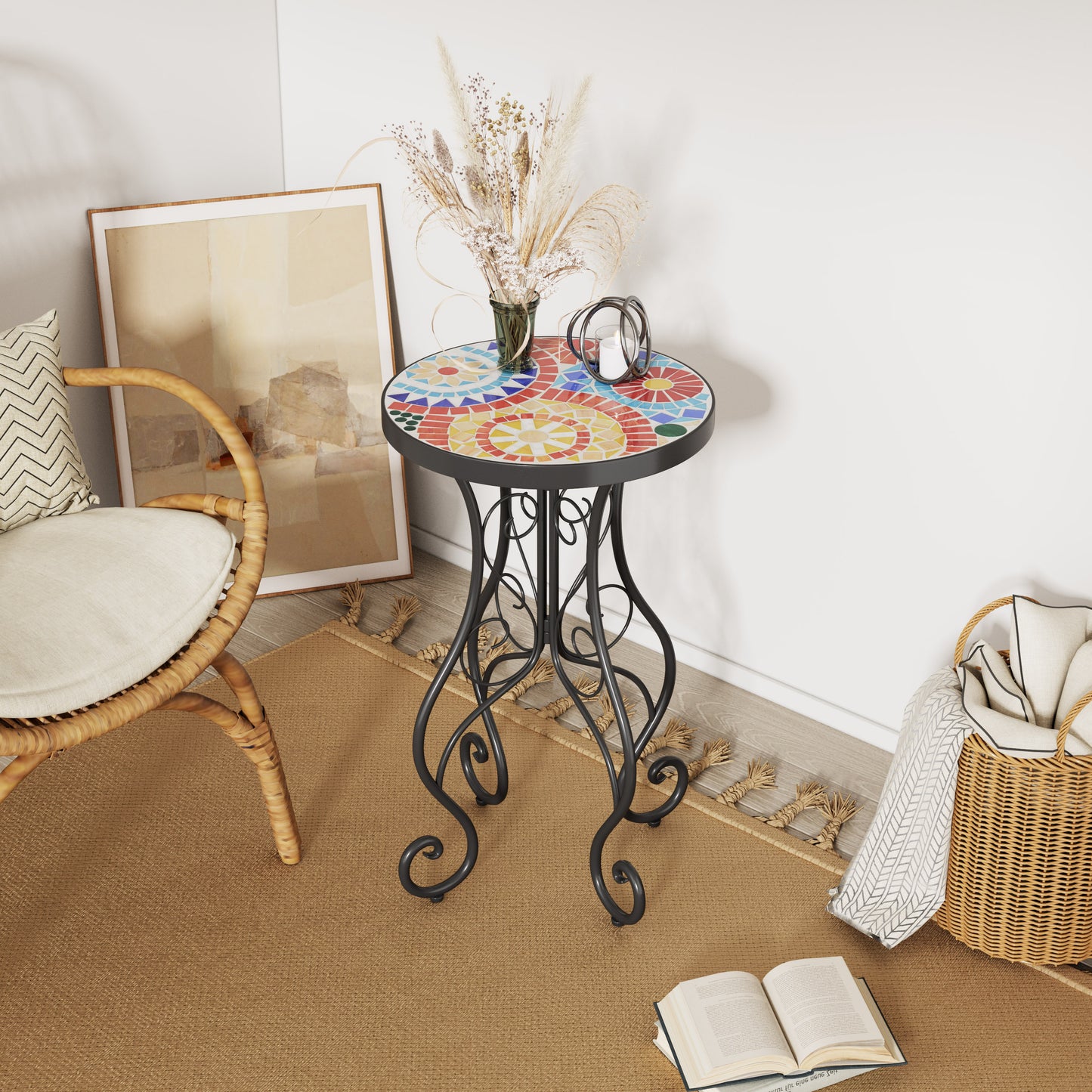Outdoor Side Table,Colorful+Black image 1