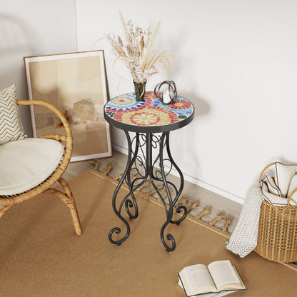 Outdoor Side Table,Colorful+Black image 1