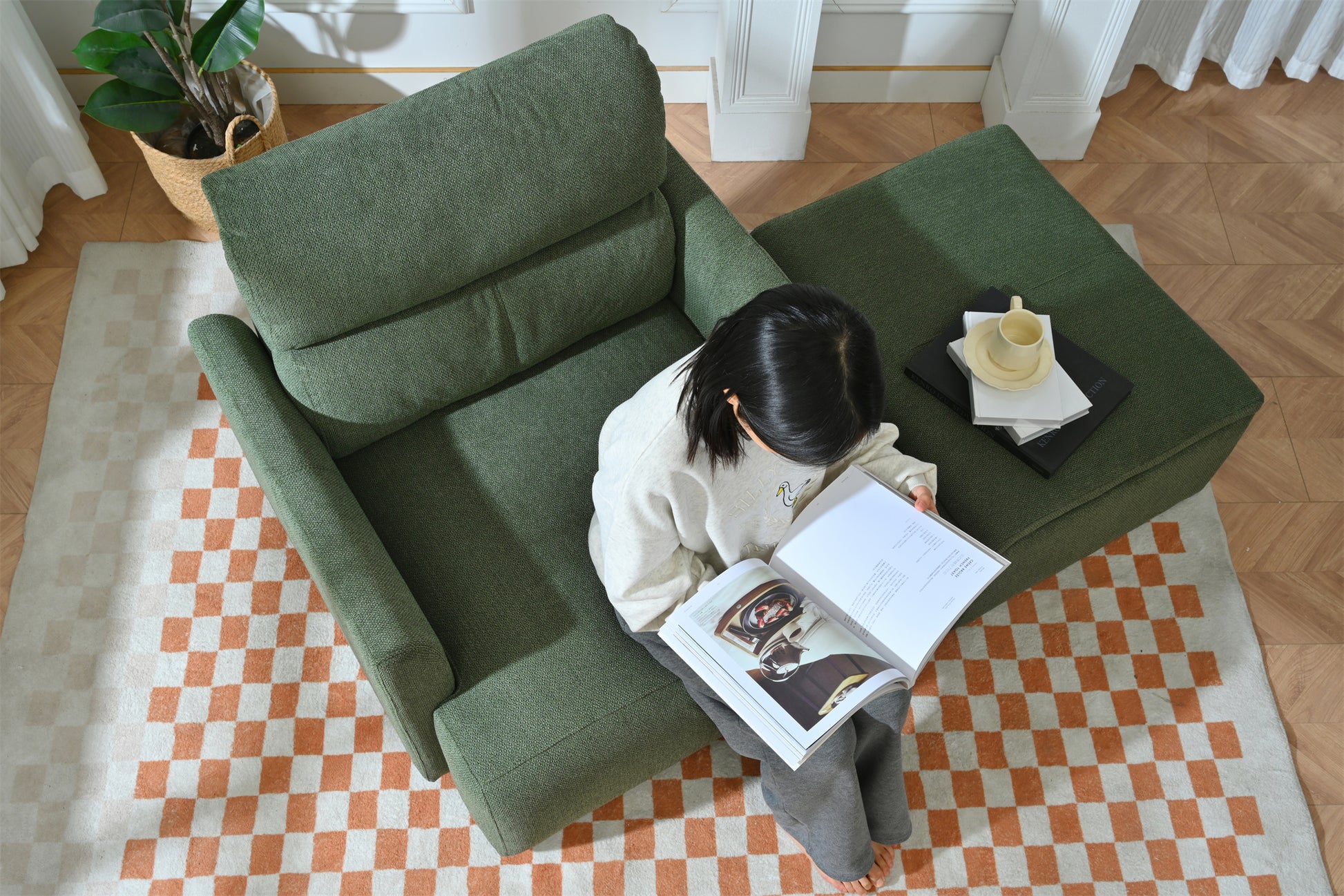 Oversized Chair w/Storage Ottoman, Wide Accent Armchair Chair for Living Room, Modern Lounge Chair, Upholstered Mid-Century Reading Chair, Comfy Living Room Chair, Deep Seat Sofa Couch(Dark Green) image 11
