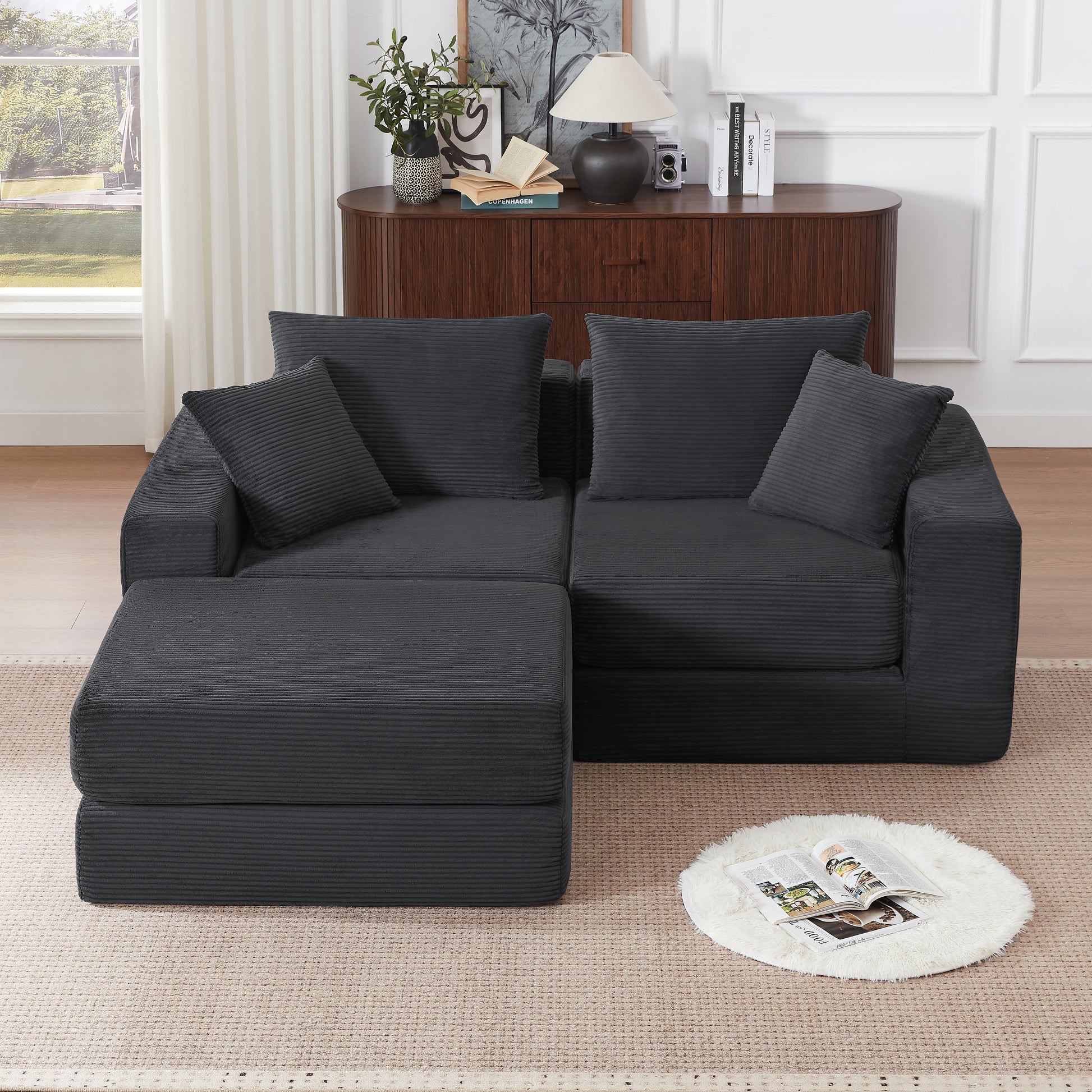 Modular Sectional Loveaeat Cloud Sofa, Boneless Couch with Non Slip Base, Cozy Sleeper Sofa for Customizable Living Spaces, Modern Modular Couch with L-Shape Chaise, Deep Seat & No Assembly image 9