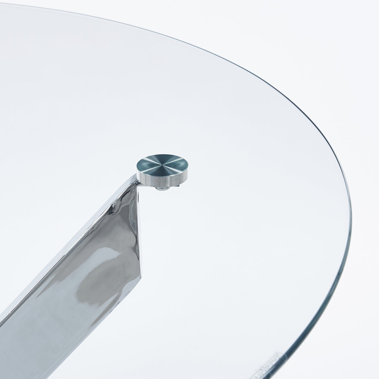 Dining Table with cross metal leg and tempered glass,Modern Space Saving Kitchen Table for Living Room,chrome legs image 8