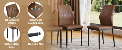 Set of 3 Brown - and - Black Dining Chairs with Shell - pattern, 37 inches High: Ergonomic Tech Fabric Backrest, Combines Comfort and Style. image 8