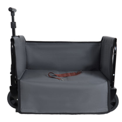 All-in-One Convertible Folding Camping Wagon Cart: Bench Seat, Storage Compartment & Included Dog Tether, Black/Gray image 11
