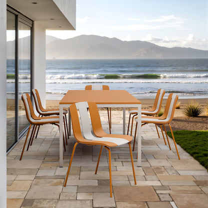 Summer 4-Pack Modern Striped Color Block Chairs - White Orange Beige - Front View