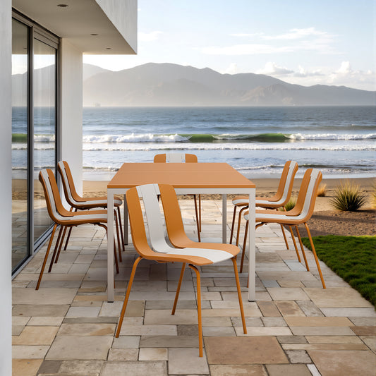 Summer 4-Pack Modern Striped Color Block Chairs - White Orange Beige - Front View