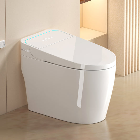 Unique Smart Toile, One Piece Toilet with Bidet Built In,Intelligent Toilet Auto Open/Close Seat. Bidet toilet with Dryer and Warm Water.WHITE image 1