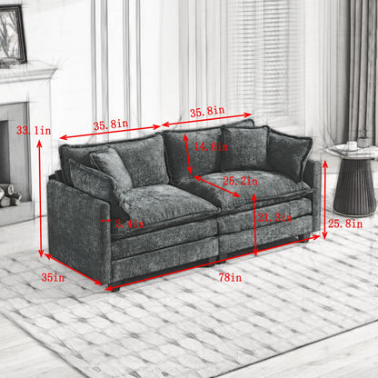 Cloud Sofa LoveSeat (Ottoman is not included), Modern Sectional Couch, for Living Room Bedroom and Apartment, Comfy Double Layer Upholstered Seat Cushion, Breathable Chenille Fabric, Gray,SSS5012GY image 5