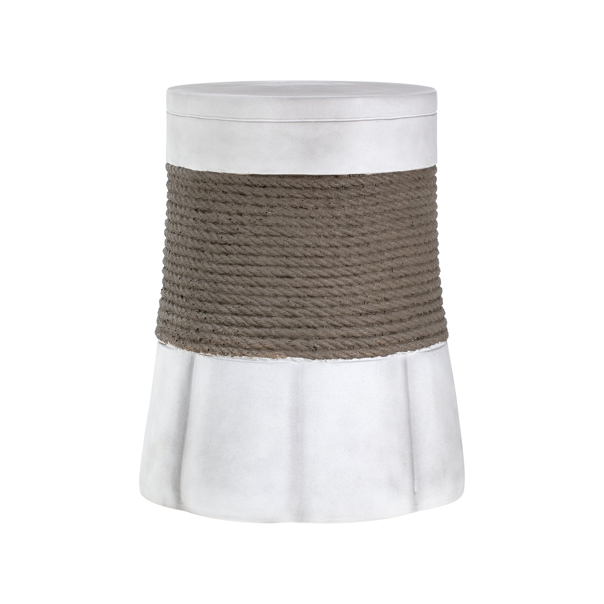 Outdoor Light Gray & Brown Retro Woven Rope & Fan-Base MGO Side Table – End Table for Home, Office, Living Room & Outdoor image 10