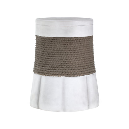 Outdoor Light Gray & Brown Retro Woven Rope & Fan-Base MGO Side Table – End Table for Home, Office, Living Room & Outdoor image 10