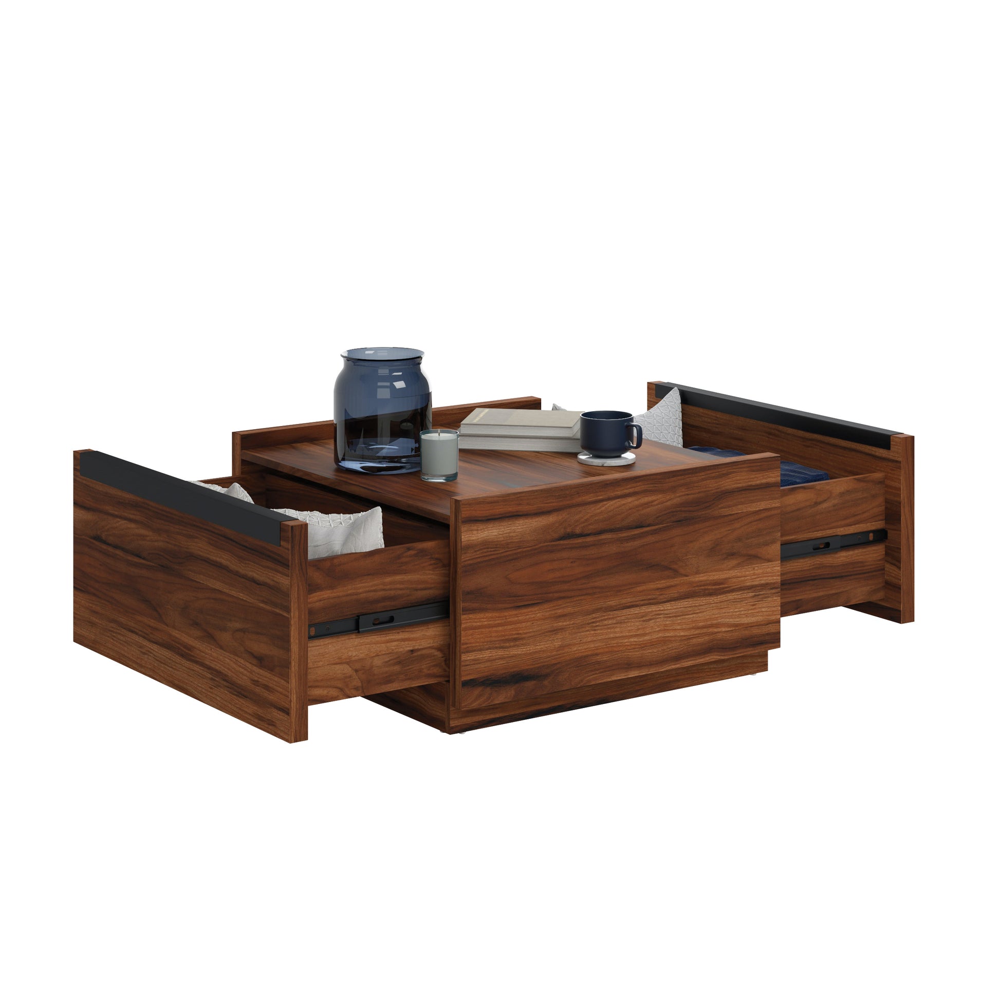 Coffee Table with Full-Extension Drawers, Dark Brown finish image 10