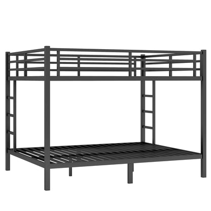 Metal Queen over Queen Bunk Bed for Teens and Adults,Space-Saving/Noise Reduced/No Box Spring Needed, Black image 6