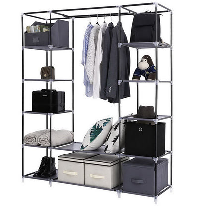 Gray non-woven fabric portable closet with zippered dustproof cover