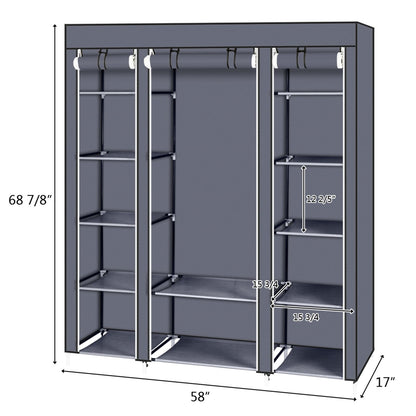 69" Portable Clothes Closet Wardrobe Storage Organizer with Non-Woven Fabric Quick and Easy to Assemble Extra Strong and image 19