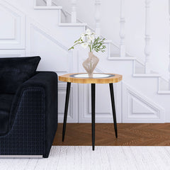 Small Side Table Coffee Table Bedside Table Night Stand for Living Room Bedroom & Balcony, MDF, Metal Legs ,Easy to Assemble