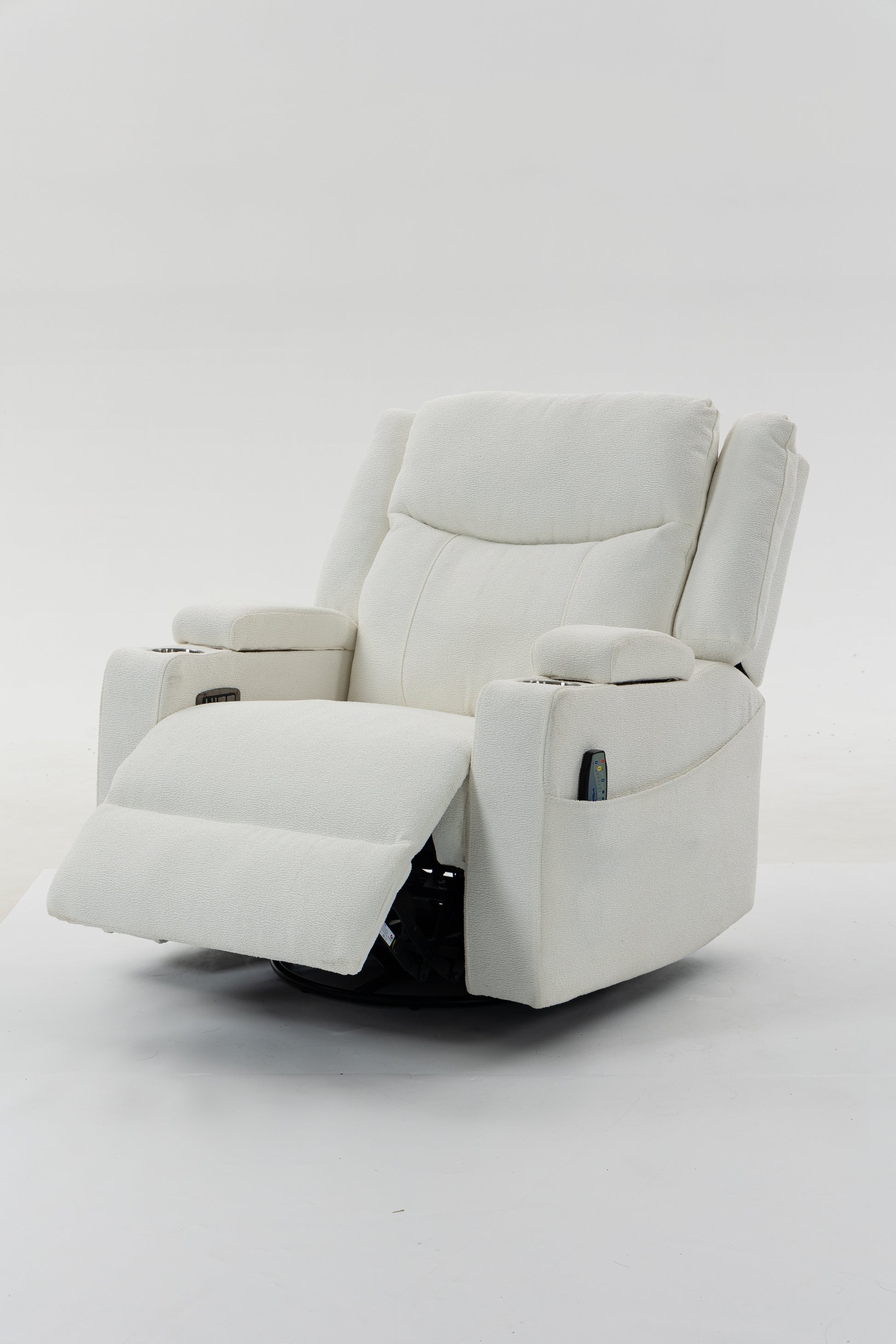 Extra Wide Power Recliner Chair 270° Swivel with Heat Massage - USB & Type C Charging Port - Velvet Swivel Reclining Chair for Living Room Bedroom Office image 5