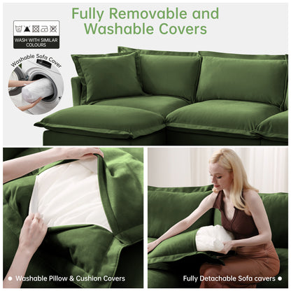 Modern Slipcovered 2-Seat Sofa Couches for Living Room, 2 Seater Sofa, Plain Chenille Deep Seat Sofa with Upholstered Cushion&Detachable Cover, Comfy Sofa Couch for Small Space, Apartment, Green image 8