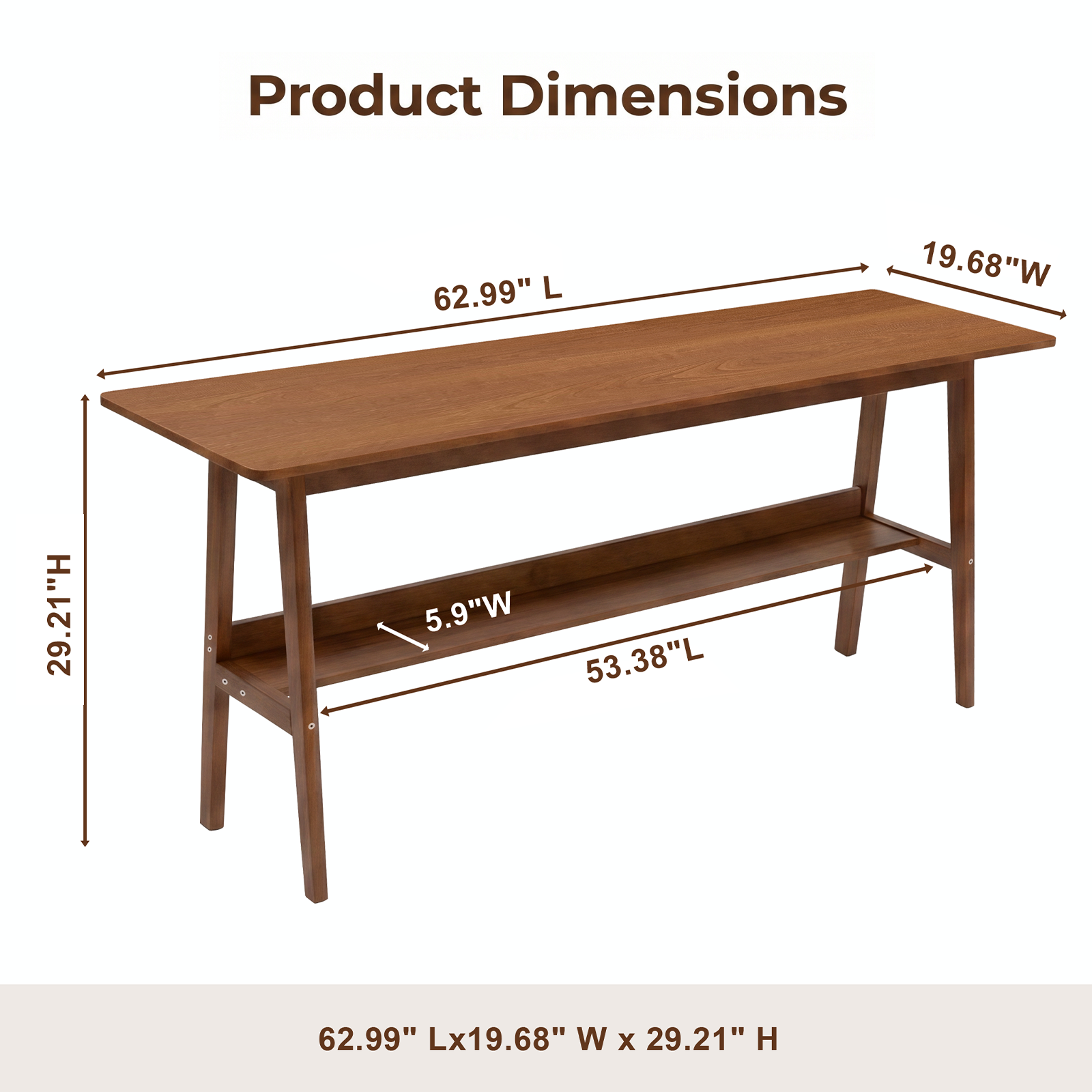 63" Simple Modern Extra Long 2 Person Computer Workstation, Mid Century Long Desk Table with Storage Shelves for Home Office Use in Walnut image 11