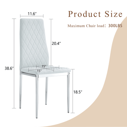 Modern Style Dining Chairs Set of 6 in Light Gray, Essential for Minimalist Homes.Meeting Family Dining Needs,PU Material Seat,Silver Metal Legs,Blending into Various Home Environments.W1151107277 image 2
