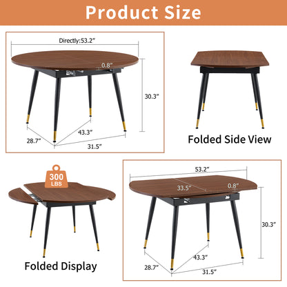With a clever retractable mechanism, the Walnut Grain MDF table top and black metal legs and has a smooth and delicate surface.The unique look creates the sleek silhouette of a modern home. image 2
