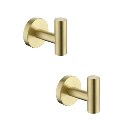 2 Pack Bathroom Towel Hooks Coat Hooks Shower Kitchen Wall Hooks, Brushed Gold image 1
