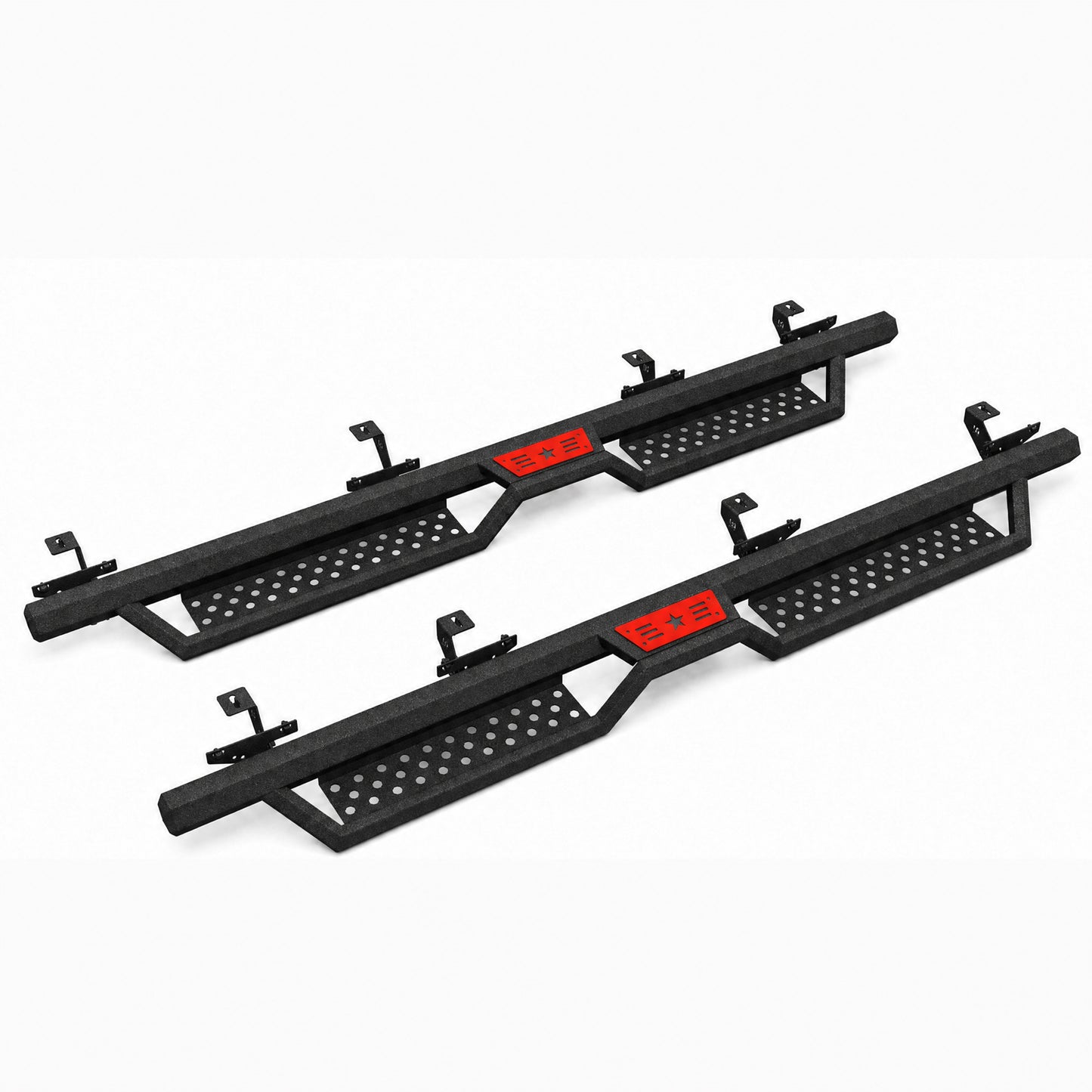 Hexagonal style Running Boards Compatible with 2020-2026 Jeep Gladiator Jt 4 Door. Made with Carbon Steel. 6 Inch Gladiator Side Steps Step Bars Nerf Bars Bolt installation image 5