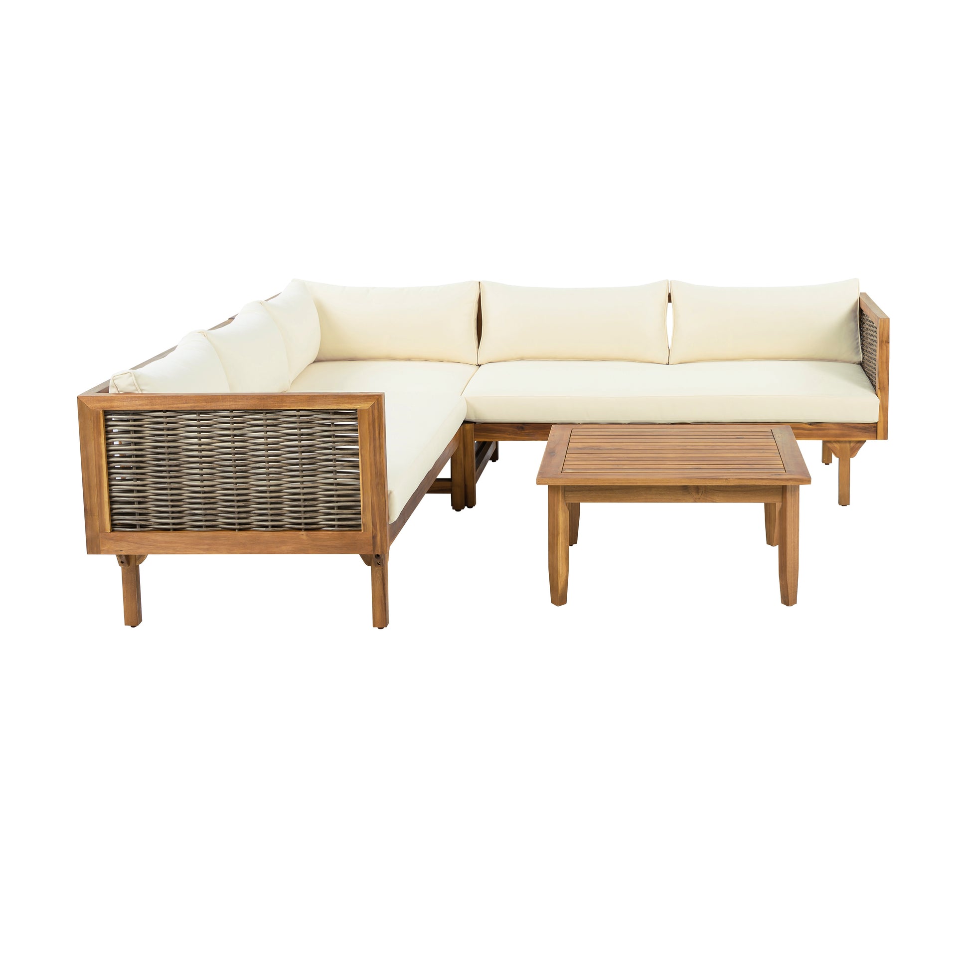 SECTIONAL SEATING GROUP WITH WATERPROOF CUSHIONS - PREMIUM OUTDOOR SOFA SET(BEIGE CUSHION) image 8