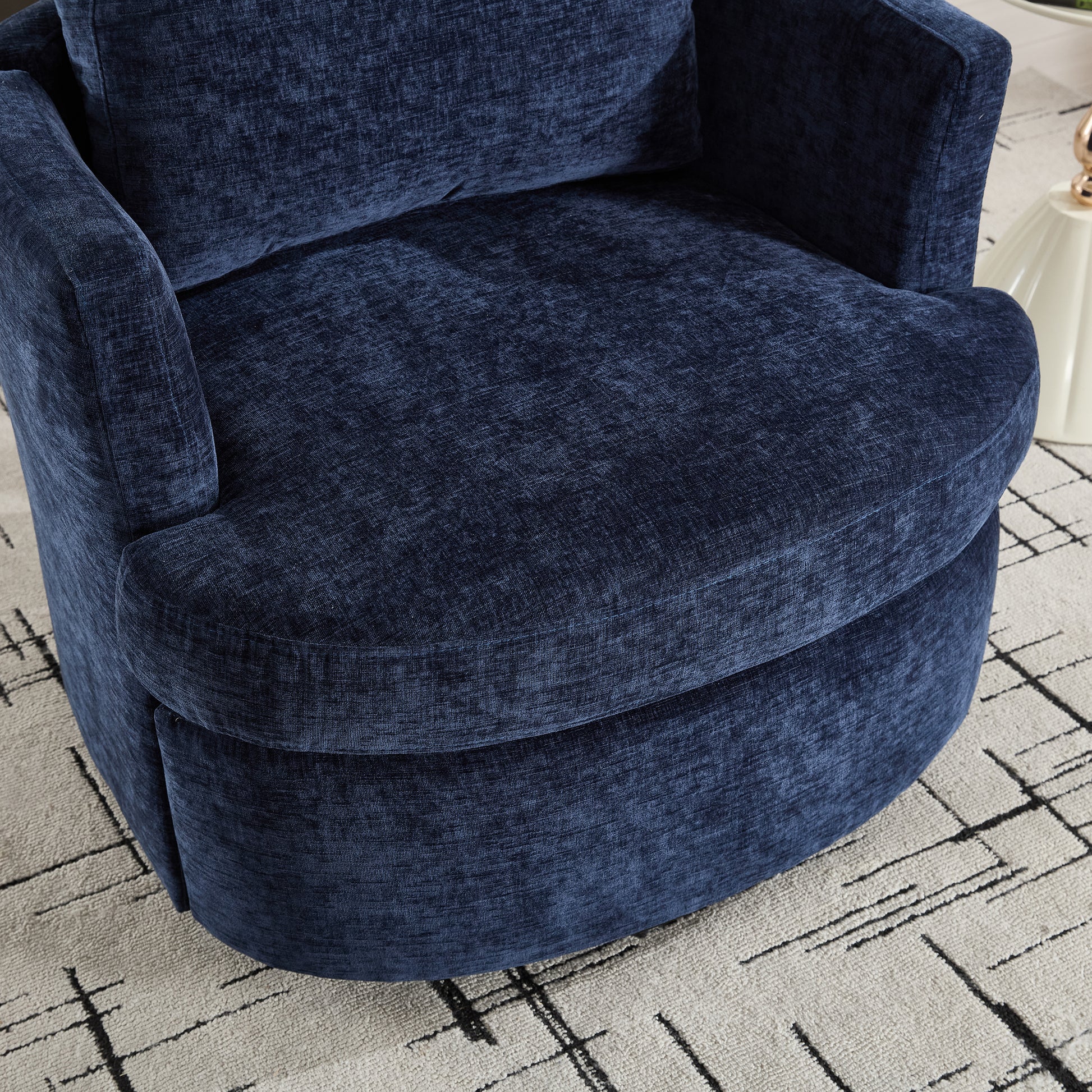 Vanity Chair,Swivel Accent Chair, 360 Degree Round Swivel Barrel Chair, Upholstered Comfy Swivel Chairs for Living Room,Accent Chairs for Bedroom, Reading Room,Powder Room,(Velvet, Blue) image 8