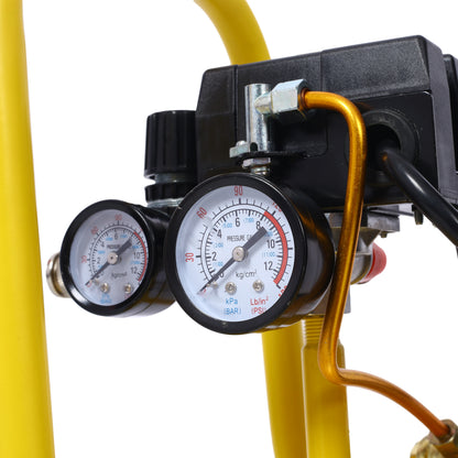 1.5HP Silent Oil-Free Air Compressor 8 Gallon, Oil-Free, Electric Shop Air Compressor Portable,Lightweight with Wheels, 70 dBA Noise Level, with Automatic Drain Valve,Yellow image 11