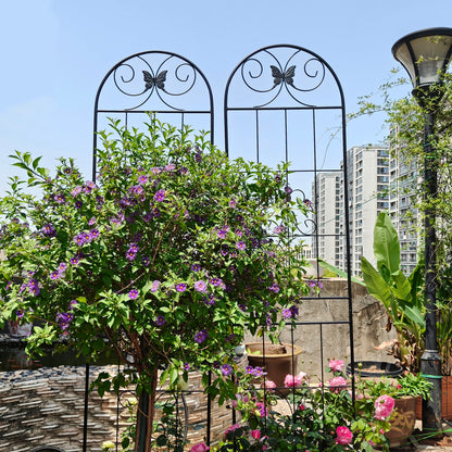2 Pack Metal Garden Trellis 86.7" x 19.7" Rustproof Trellis for Climbing Plants Outdoor Flower Support Black image 11