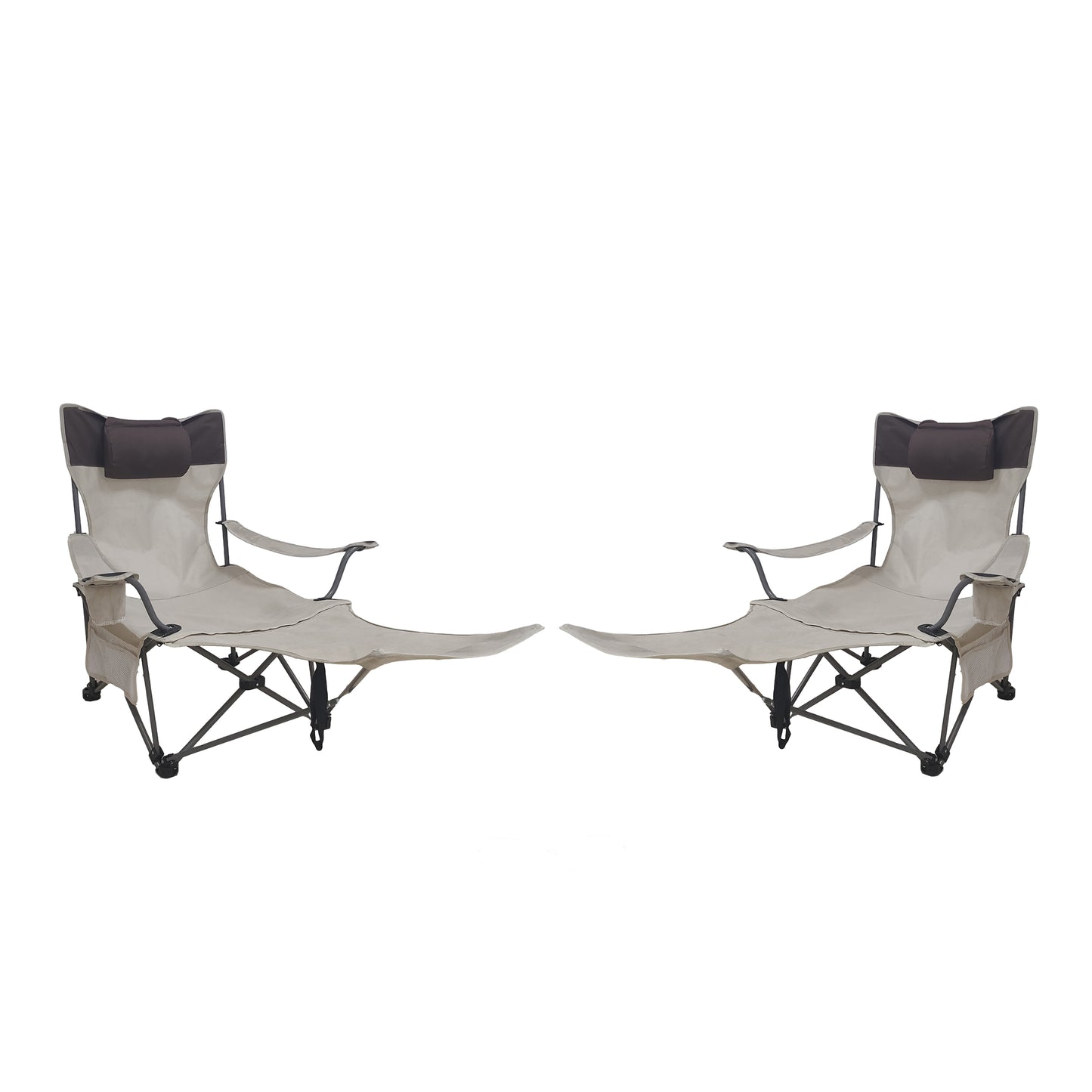 2PCS Outdoor Camping Chairs Folding/Portable/Adjustable reclining chair(Three-level adjustment), Side Pockets & Cup Holder,Carry Bag,Beige image 10