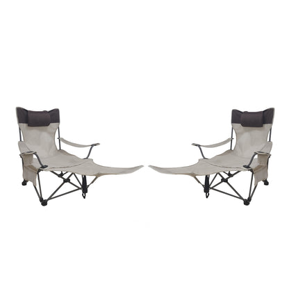 2PCS Outdoor Camping Chairs Folding/Portable/Adjustable reclining chair(Three-level adjustment), Side Pockets & Cup Holder,Carry Bag,Beige image 10