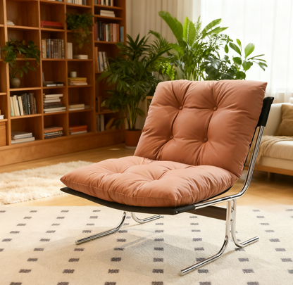 Leather Armchair, Modern Accent Chair High Back, Living Room Chairs with Metal Legs and Soft Padded, Sofa Chairs for Home Office,Bedroom,Dining Room (Brown-1pc) image 1
