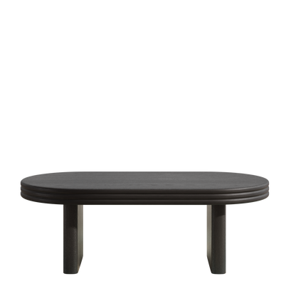 Mid Century Modern Oval Fluted Coffee Table, Farmhouse Wood Coffee Table, Cocktail Table, Center Table for Living Room, Office, Home Decor(Black, 23.62" D x 47.24" W x 16.34" H) image 6