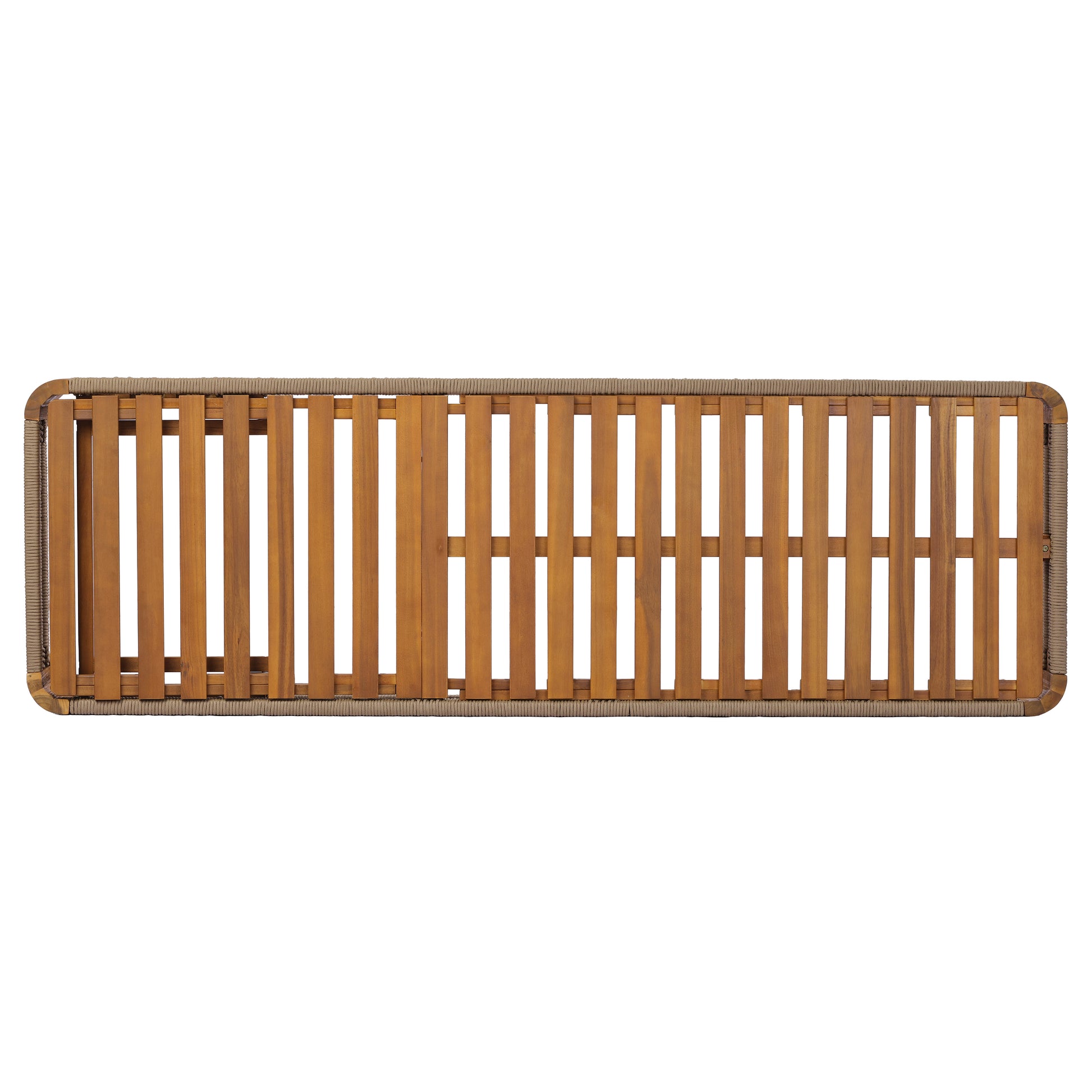 Acacia Wood Outdoor Chaise Lounge with Adjustable Backrest, Handwoven Rope Accents, Weather-Resistant Patio Recliner for Poolside, Backyard & Deck, Natural Wood Finish image 3