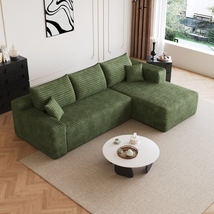 95" Cloud Sectional Sofa,Modern Minimalist Upholstered Couches, Comfort U Shaped Sofa for Living Room,Deep Seat Corner Couch,No Assembly Required,Green((Plush Corduroy Fabric) image 2