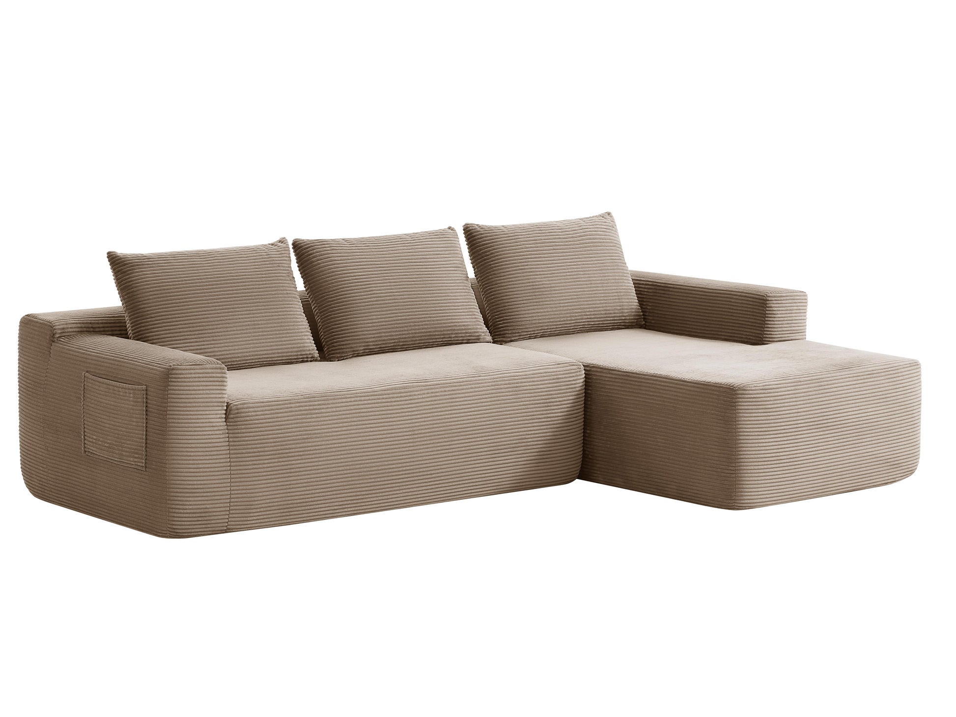 96.9" Cloud Sectional Couch with L-Shape Chaise,Modern Modular Sofa with Deep Seat, Upholstered Couches for Living Room Bedroom,No Assembly Required, (Corduroy Fabric),Camel,Right image 6
