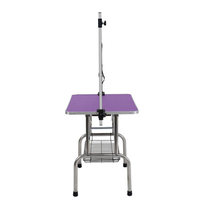 36" Folding Dog Pet Grooming Table Stainless Steel Frame Rubber Mat on Board with Adjustable Arm and Clamps pet dog Cat Grooming Table (PURPLE COLOR) image 5