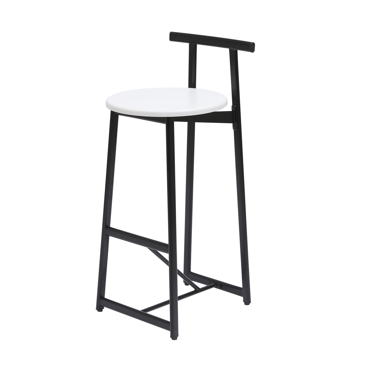 Bar Stools Kitchen Island Bar Chairs Set of 3 Metal Counter Barstools with Backrest for Dining Pub Room (Black & White) image 12