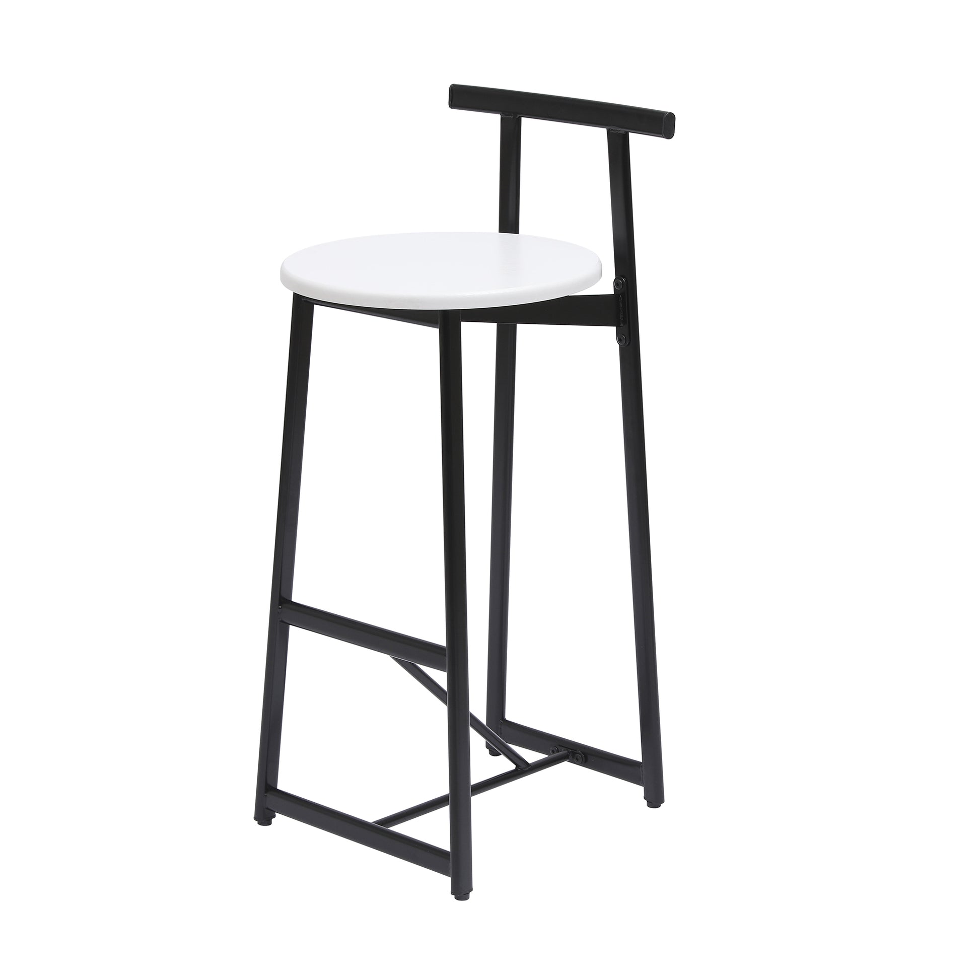 Bar Stools Kitchen Island Bar Chairs Set of 3 Metal Counter Barstools with Backrest for Dining Pub Room (Black & White) image 12