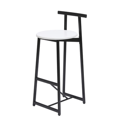 Bar Stools Kitchen Island Bar Chairs Set of 3 Metal Counter Barstools with Backrest for Dining Pub Room (Black & White) image 12