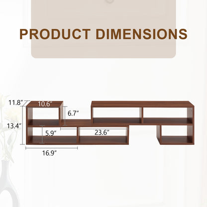 Dark Walnut Modular TV Stand, Free‑Combination Open Storage Media Console, Modern Minimalist Entertainment Center, Adjustable TV Cabinet for Living Room Bedroom Apartment image 12