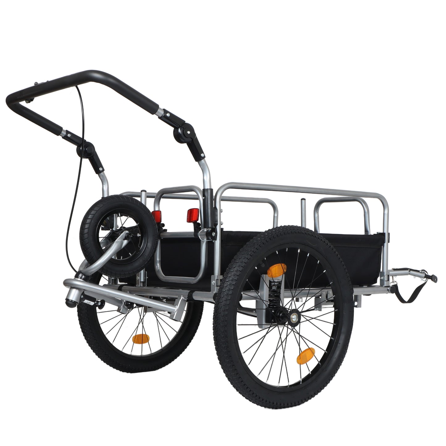 3-in-1 Heavy-Duty Bike Cargo Trailer -Bike Compatible Steel Frame, 110lb Capacity, Convertible Stroller & Pull Cart w/Suspension, 20 *2-3/8" FAT tire image 10