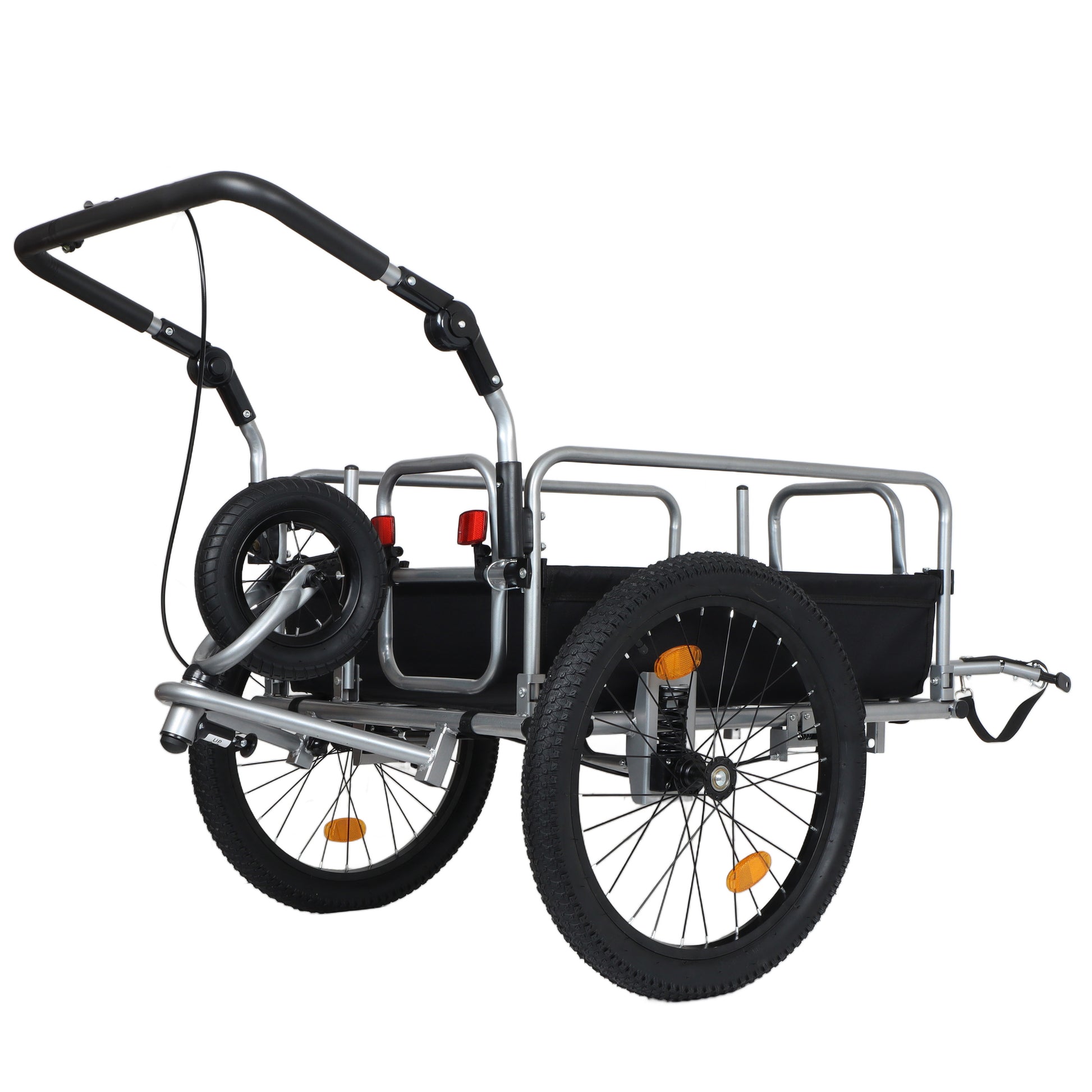 3-in-1 Heavy-Duty Bike Cargo Trailer -Bike Compatible Steel Frame, 110lb Capacity, Convertible Stroller & Pull Cart w/Suspension, 20 *2-3/8" FAT tire image 10